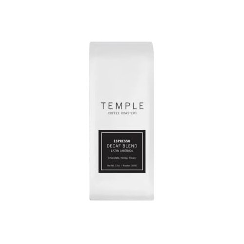 Temple Coffee "Decaf Espresso Blend" Medium Roasted Whole Bean Coffee - 12 Ounce Bag