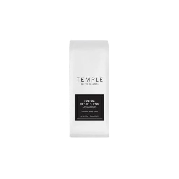 Temple Coffee "Decaf Espresso Blend" Medium Roasted Whole Bean Coffee - 12 Ounce Bag