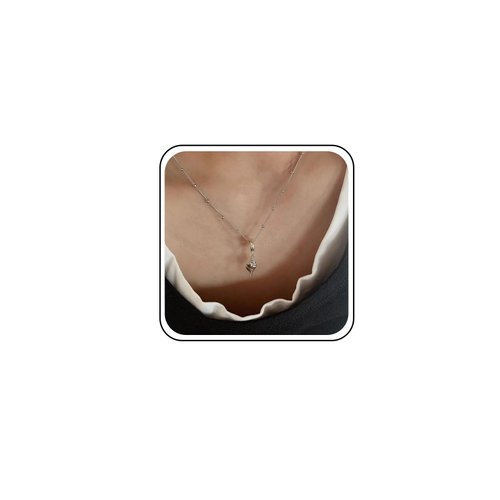 TseanYi Conch Pendant Necklace Beach Conch Necklace Silver Bead Chain Station Necklace Small Conch Choker Necklace Tiny Beadeds Chain Necklace Minimalist Chain Necklace