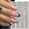 7Pcs Lines Nail Stickers for Nail Art French Tip -Black White Metal Stripes Letter Decals French Nail Design Curved Gel Nail Art Wave Line Polish Manicure Decoration for Women DIY Nail Art Simple Line