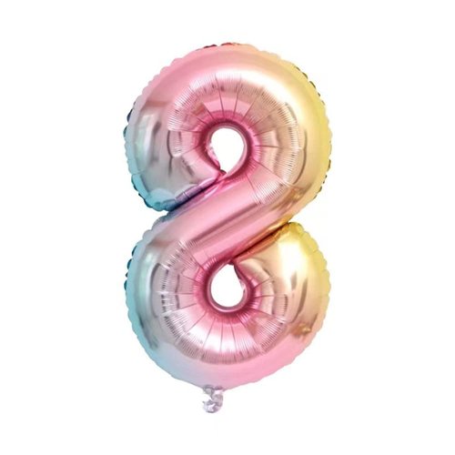 32 Inch Rainbow Gradient Number 8 Crown Balloons Set,8th Birthday Balloons for Boys and Girls, Childrens 8th Birthday Party Decorations (8)