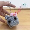 Leong Products Sad Hamster Meme Plush Toy with Pink Bow, Handmade Crochet Built-in Violin Sound for Soft Cute Sad Hamster (Keychain with Music)