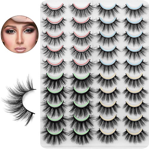 DYSILK Lashes Wispy Mink Eyelashes - Mink Lashes Fluffy 20 Pairs Lashes 6D 4 Styles Mixed Faux False Eyelashes Fake Eyelashes Natural Look Strip Lashes| 13mm-20mm