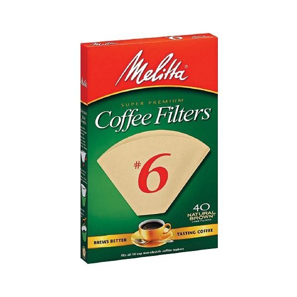 Melitta Natural Brown, Cone Coffee Filters #6 40 Ea (2)
