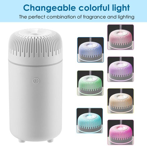 Car Diffuser Humidifier Aromatherapy Essential Oil Diffuser Car Air Freshener Diffuser USB Cool Mist Mini Portable Diffuser for Car Home Office Bedroom (White)