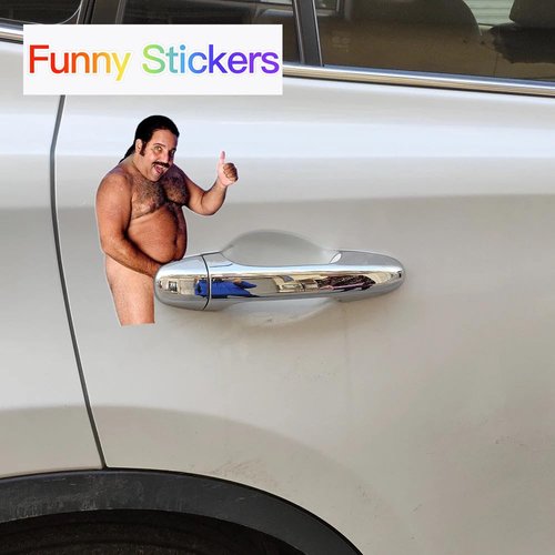 8 Ron Jeremy Funny Prank Stickers for Cars and Door Handle Pranks - Meme Sticker Amusing Decals