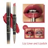 KUNSHNBEI Grapefruit Lip Liner and Lipstick for Women, Long Lasting color 2 in 1 Lipstick with Lip Liner Pencil Combo, Lipliner Pencil, Waterproof 24 Hour lipstick with lip liner