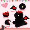 MIAOHAHA Cartoon Funny Plush Dinosaur with Cute Wing, Soft Kids Plush Toy Pillow, Stuffed Animals Dinosaur Toy Gift for Kids and Girls (Black&Red,9.8in/25cm)