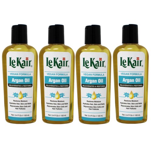 Le Kair Argan Oil Hair & Body Oil - Vegan Formula 3.4 Ounce - 4 Pack