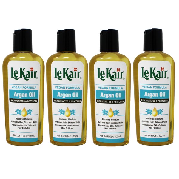Le Kair Argan Oil Hair & Body Oil - Vegan Formula 3.4 Ounce - 4 Pack