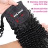Seelaak Long Curly Magic Paste Wrap Around Ponytail Human Hair Extensions 100% Real Remy Hair Ponytails Human Hair Extensions for Women Natural Black (16 Inch, 125g)