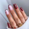 6 Packs (144 Pcs) Christmas Press on Nails Square, Red Press on Nails Short, Medium Press on Nails, Snowflake False Nails, Glue on Nails, Red Fake Nails for Women, Stick on Nails 12 Sizes-6 styles