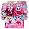 Scrunchmiez 4 Pack Party Friendz Pack, 4 Exclusive That Magically Transform from Hair Scrunchie to Cute Plush Collectible Friend as Well as Backpack Clip.