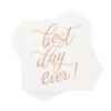 BLUE PANDA 50-Pack Best Day Ever Napkins - Disposable Napkins for Wedding Reception, Bridal Shower, Engagement Party (Rose Gold, 5x5 In)