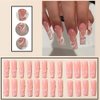 ANDGING White Press on Nails Long Coffin, French Tip Fake Nails for Women with Nude Pink Pearl Design, Acrylic Glue on Nails Cute False Nails, Full Cover Stick on Nails for Wedding Birthday 24Pcs