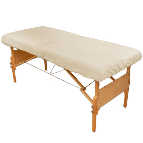 Body Linen Comfort Deluxe Flannel Massage Table Fitted Sheet. Premium Quality 100% Cotton Therapy Table Sheets. Elastic All Around for a Great Fit on Your Massage Bed - Color: Natural