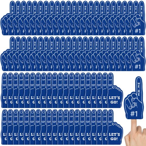 100 Pieces Mini Foam Finger #1 Sports Fan Foam Finger Sport Party Favors Basketball Baseball Football Soccer Team Cheerleader Gifts for Sporting Events Birthday Party Supplies(Navy Blue)