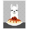 A 5J - White Llama Eating Spaghetti UNFRAMED Wall Art Print by Lee ArtHaus