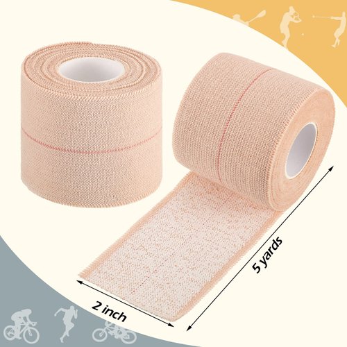4 Rolls Elastic Tape Adhesive Elastic Tape Self Adhesive Bandage Wrap Flexible Stretch Bandages for Sports Ankle, Knee and Wrist Sprains Animal Pets, 2 Inch x 5 Yard