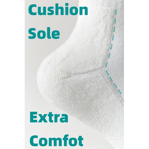 Irisbear White Womens Crew Socks Cute Cushioned Cotton Striped Socks Vintage Retro Running Hiking Socks