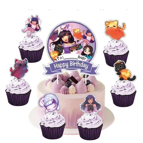 Jlemon 25Pcs Cat Game Party Cake topper Super Cat Theme Cake Decorations with 24pcs Cupcake Toppers, 1pcs Big Cake Topper for Cat Game Birthday Party Supplies