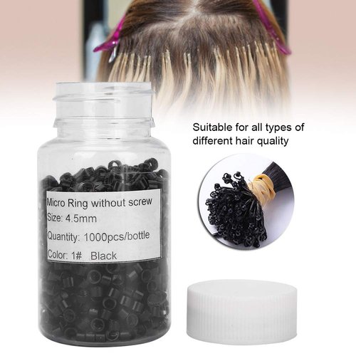 1000pcs Micro Rings Links Beads, Aluminum Micro Links Rings Beads Screw Micro Rings Hair Extension Tool for Hair Extensions Without Trace (black)