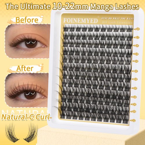 Natural Lash Clusters 10-22mm Lash Extension Wispy Lash Clusters Manga lashes C Curl Long Individual Lashes Clusters Super Soft DIY Eyelash Extension by FOINEMYED