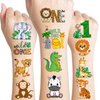 100 PCS Wildlife Wild One Jungle Animal Temporary Tattoos Sticker Wild One 1st First Birthday Decorations Party Supplies Favors Gifts Boys Girls Safari Zoo Cute Fake Tattoo School Reward Themed