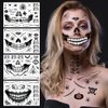 mdgfge 4 Sheet Halloween Face Skull Scary Temporary Tattoo Witch Zombie Makeup Kit Day of the Dead Makeup Face Tattoos Spider Web Bat Scar for Women Men Halloween Masquerade Party