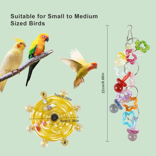 3Pcs Bird Toys for Parrots, Parakeet Toys, Parrot Toys, Cockatiel Toys, Budgie Toys, Macaw Toys, Bird Toy for Conures, Conure Toys for Chewing Exercise, Parakeet Cage Accessories,Bird Cage Accessories
