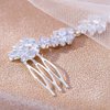 Foyte Crystal Wedding Hair Comb Leaf Headpiece Silver Rhinestone Hair Piece Bride Side Combs Hair Accessories for Women
