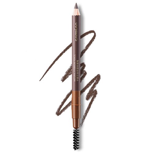 CARSLAN Natural Shaping Eyebrow Pencil, Definer Eyebrow Color, Waterproof, Longlasting, Blending Brush, 02 Dark Brown
