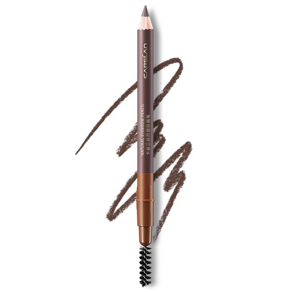 CARSLAN Natural Shaping Eyebrow Pencil, Definer Eyebrow Color, Waterproof, Longlasting, Blending Brush, 02 Dark Brown