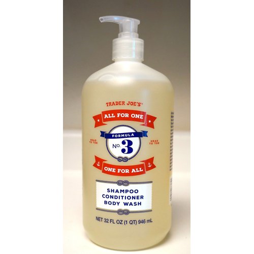 Trader Joe's - FORMULA NO.3 ALL FOR ONE, ONE FOR ALL Shampoo, Conditioner & Body Wash NET 32 FL OZ 946 ml