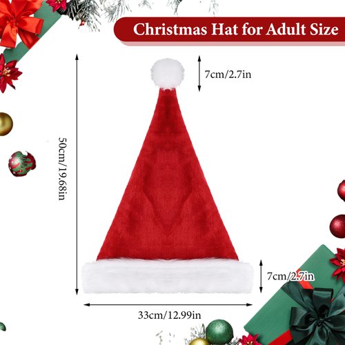 DIVINA VITAE Christmas Hats, Santa Hats Adult Classic Xmas Holiday Hat Unisex Comfort Velvet Santa Claus Hat Thicken Bulk Santa Hat for Christmas New Year Festive Party Supplies