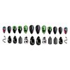 Halloween Press on Nails Medium Almond Fake Nails Full Cover Nightmare Before Christmas False Nails with Designs Halloween Acrylic Nails Glossy Glue on Nails Artificial Nails for Women Girls 24Pcs