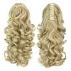SWACC 12-Inch Short Screw Curls Claw Clip Ponytail Extensions Synthetic Clip in Drawstring Curly Ponytail Hairpiece Jaw Clip Hair Extension (Dark Honey Blonde/Bleach Blonde Mixed- 16/613)
