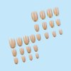 Gold French Tip Press on Nails Short Almond Nude False Nails Full Cover Simple Style Artificial Fake Nails Glossy Stick on Nails Daily Wear Nail Art Decoration for Women and Girls 24Pcs