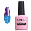 AIMEILI Soak Off U V LED Temperature Color Changing Chameleon Gel Nail Polish - Glitter Purple to Glitter Blue Full Shimmer/Diamond (TC06) 10ml