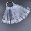 KRISMYA Set of 4 Total 200 Pcs Clear Nail Swatches Sticks,Clear Nails Sample Sticks,Transparent Fan-shaped Nail Art Tips Display Polish Board Display Practice Sticks Tool with Metal Split Ring Holder