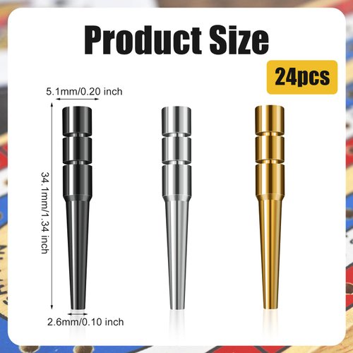 24pcs Metal Cribbage Pegs, Tapered Design Cribbage Board Pegs Fit 1/8 Inch Hole 3 Colors Cribbage Pins Traditional Board Game Accessories