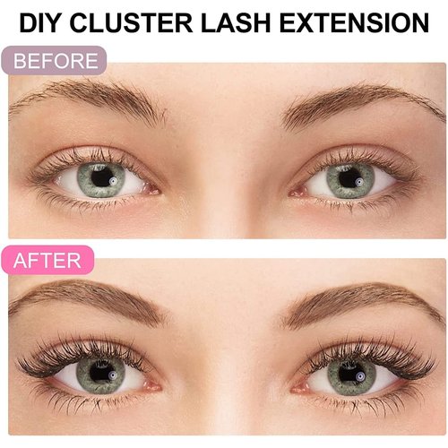 Cluster Lashes Extensions, 144Pcs Individual Lashes Wide Stem D Curl 11mm Length DIY Eyelash Extension Individual Soft False Lashes for Personal Use at Home