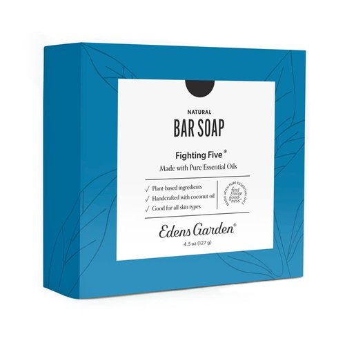 Edens Garden Fighting Five Bar Soap – Natural Cold-Processed Soap with Pure Cleansing Essential Oils for Immunity & Wellness – Handmade Vegan Aromatherapy Bar for Skin, Face & Body, 4.5 oz (127 g)