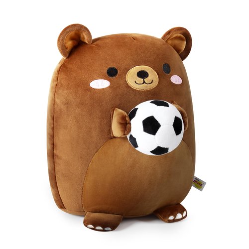 Onsoyours Original Bear Plush with Soccer Ball, Cute 14 inch Sport Brown Bear Stuffed Animal, Ultra Soft Collectible Hugging Gift Plush Toy