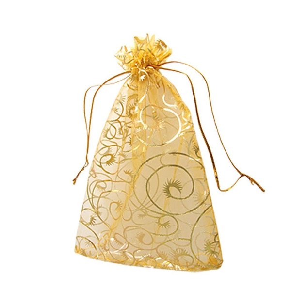 Wedding Favors Small Gift Bags, 100pcs 3.9x4.7 Inch (10x12cm) Gold Organza Bags for Party Favor Bags Small Business Candy Bags Mesh Bag (Gold, 3.9''x4.7'')