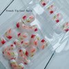 Fall Short Square French Tip Press on Nails with Leaves Design,Glossy Maple Leaf False Nails Glue on Nails,Autumn Winter Manicure Art Acrylic White Stick on Nails Fake Nail Tips for Women Thanksgiving
