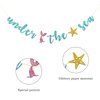 Under the Sea Banner, Mermaid Theme Birthday Banner, Girl Birthday Ocean Party Decorations Supplies, Blue Glitter