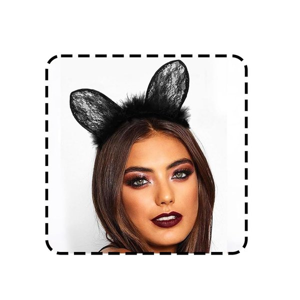 CLOACE Cat Ears Headband Black Lace Feather Cat Ear Hair Hoop Halloween Cosplay Cat Costume Hair Accessories for women