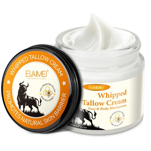ISUNRISE Whipped Tallow Balm, 100% Grass Fed Beef Tallow and Honey, Beef Tallow for Skin, Natural Moisturizer Hydrates and Nourishes the Skin, 2.1 oz
