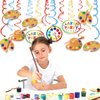 Kristin Paradise 30Ct Art Hanging Swirl Decorations, Sip n Paint Party Supplies, Little Painting Artist Birthday Theme Decor for Boy Girl Kids Baby Shower